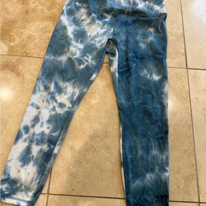 GAIAM Blue and White Tie-Dye Leggings